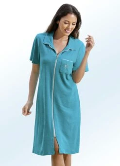 Frottier-Kleid Mit Durchgehendem Reißverschluss