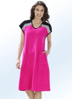 Frottier-Kleid Mit überschnittenen Ärmeln