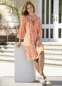 Kleid Mit Elastischem Carmen-Ausschnitt