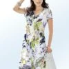 Kleid Mit Kurzen Ärmeln, Raffungen Und Inkjet-Druckdessin