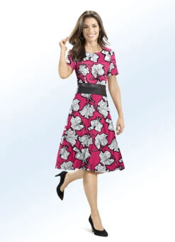 Kleid Mit Lederimitat-Einsatz