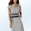 Kleid Mit Raffungen Und Angeschnittenen Ärmeln -Banes Noble Geschaft kleid mit raffungen und angeschnittenen aermeln farbe weiss schwarz groesse 040