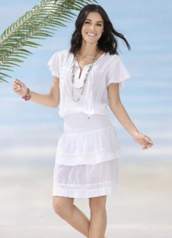 Olympia Kleid Mit Elastischer Taillenpartie